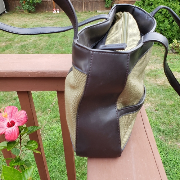 VINTAGE Bag LIZ CLAIBORNE Olive Green Roomy Vegan - Picture 4 of 13